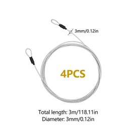 JINTANG 4PCS Drahtseil mit osen,3 Meter Fahrradschloss Lang,Kabelschloss,Stahlseil mit Ösen,Stahlseil Ummantelt,Seilschloss für Fahrrad Motorrad Möbel Garten,Campingartikeln usw,Sicherheitskabel
