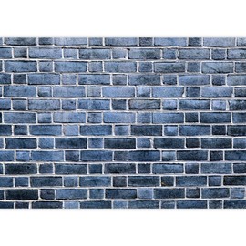 SIGNFORD Removable Wall Sticker/Wall Mural Dark Blue Cityscape Brick Wall Tile Pattern Abstract Shapes Digital Art Minimalism Bohemian Relax/Calm for Living Room, Bedroom, Office - 66x96 inches