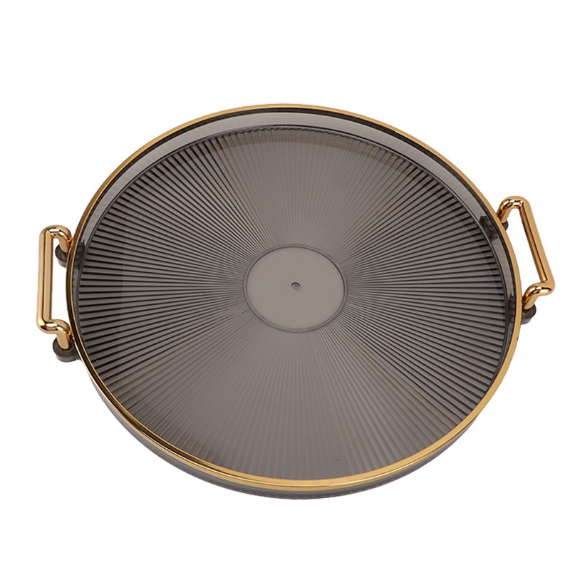 Round Tray with Gold Handle Elegant Multi Functional Golden Rim