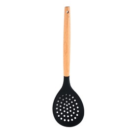 Slotted Spoons for Cooking, Nonstick Slotted Spoon Skimmers with Heat-Resisting Handle, Frying Spoons Strainer for Kitchen Cooking Draining Vegetable Frying(Black)