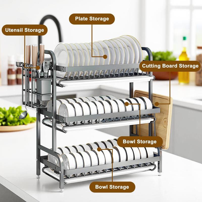 Bepatio 2 Tier Dish Drying Rack,Stainless Steel Dish Rack With