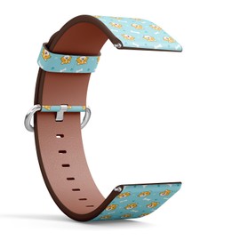 Compatible with Garmin Venu/Venu 2 Plus/Sq/Sq Music/Sq 2 / Sq 2 Music, 20 mm Replacement Leather Watch Band (Cute Cartoon Dog Animal Kids) Smartwatch Leather Strap Bracelet