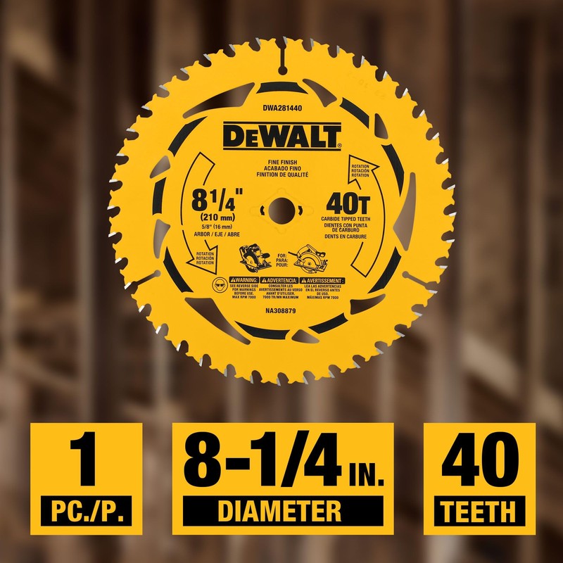 DEWALT Circular Saw Blade, 8-1/4 Inch, 40 - Teeth (DWA281440)