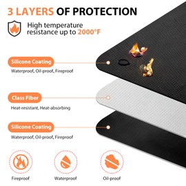 60 x 42 inch Under Grill Mats for Outdoor Grill, Double-Sided Fireproof Deck and Patio Protector Mat, BBQ Mat for Under BBQ, Waterproof Oil-Proof Grill Floor Pads Fire Pit Mat Fireplace Mat