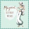 Magical Birthday Wishes Greeting Card, Illustrated Design, Mint Green and