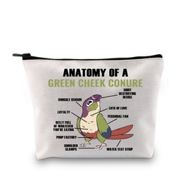 G2TUP Parrot Bird Lover Gift Anatomy of A Green Cheek Conure Makeup Bag Green Cheek Conure Mom Cosmetic Bag Bird Owner Merch (A Green Cheek C MB)