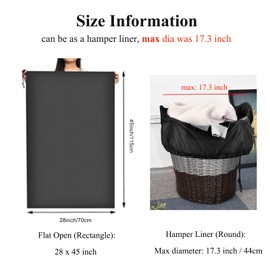 OTraki 2 Pack Large Laundry Bags Heavy Duty Drawstring Dirty Clothes Organizer 28 x 45 inch Hamper Replacement Liner Bag Tear Resistant for Home Dorm Hotel Travel Camp Storage Black