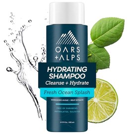 Oars + Alps Champú hidratante sin sulfato para hombre, infundido con extractos de algas y algas, fórmula hidratante, aroma fresco de salpicaduras oceá