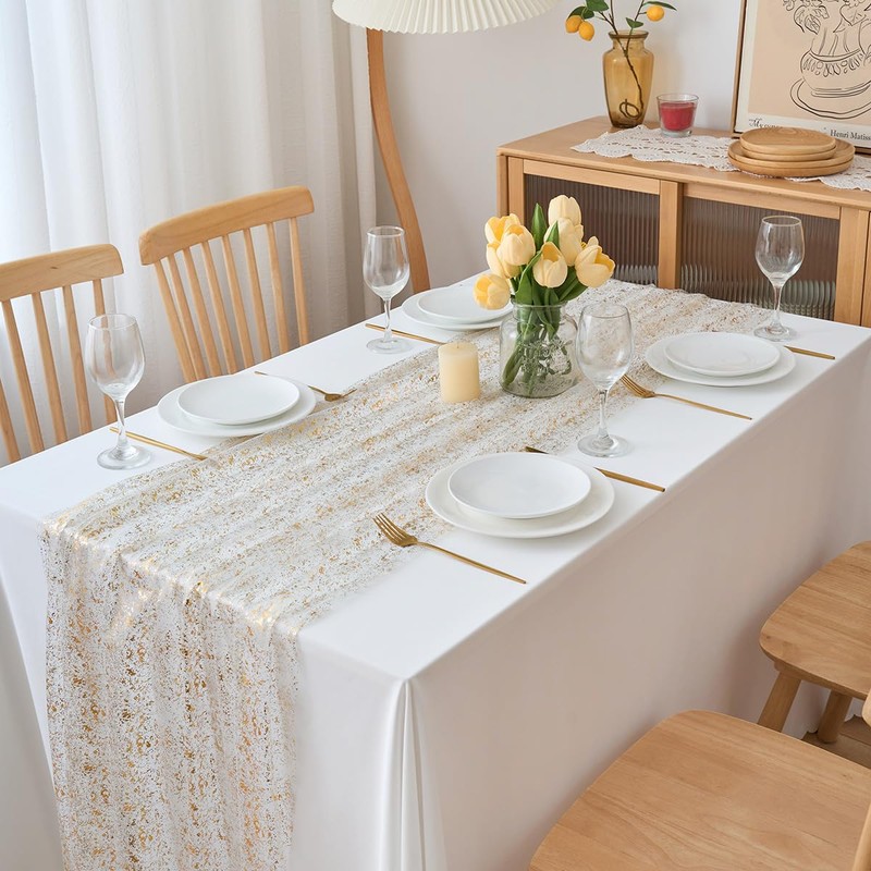 CHUQING Table Runner Gold Table Runner Golden Wedding Table Decoration