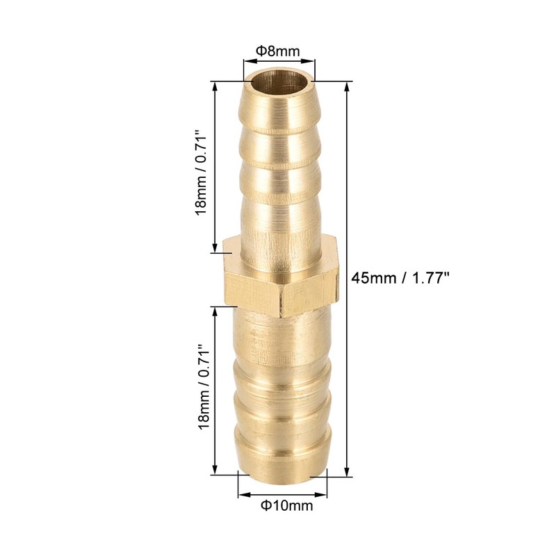 sourcing map Hose Brass Reducer Barb Hose Connector Adapter ID