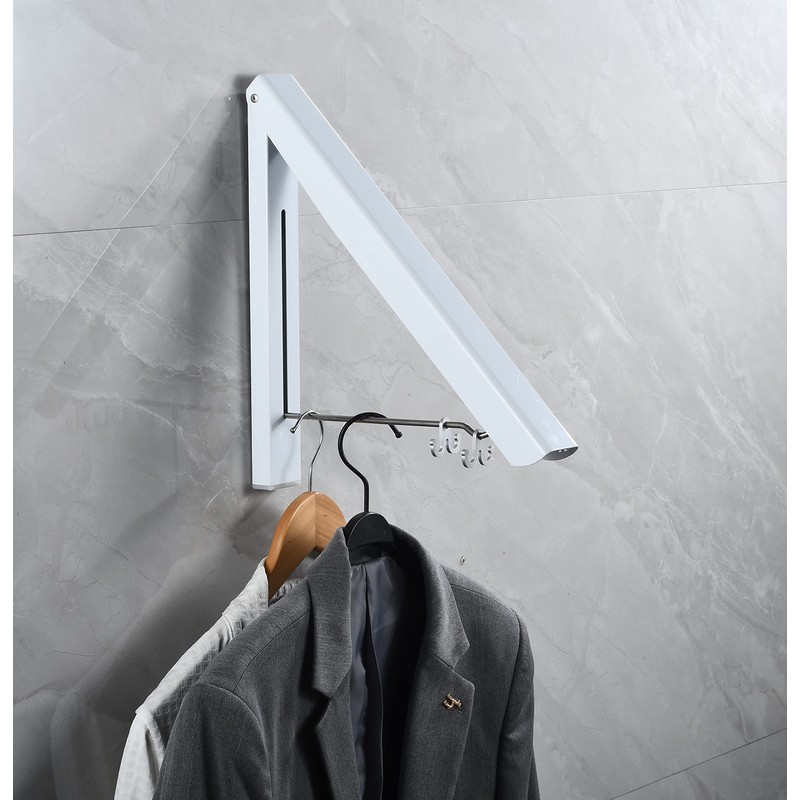 MISSMIN White Retractable Clothes Rack 2 Pack - Wall Mounted