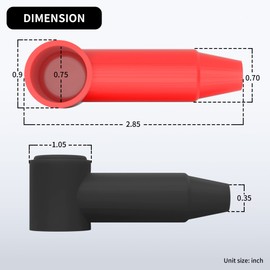 RVBOATPAT 10Pack Battery Terminal Cover for 1/4",5/16",3/8" Battery Post, Silicone Stud Terminal Cover Protector Boot fit 4 to 2/0 AWG Gauge Cable for Car Truck RV Solar