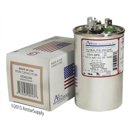 Goodman CAP050550440RTP Replacement - 55 + 5 uf / Mfd 370 / 440 VAC AmRad Round Dual Universal Capacitor , Made in the U.S.A.