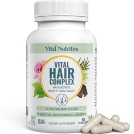 VITAL NUTRITIVE Vital Hair Complex – Biotin & Vitamin B Hair Vitamins for Women & Men – Supports Healthy Hair, Skin & Nails – Hormone-Free, Gluten-Free – Hair Supplement for Women & Men