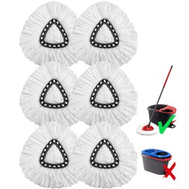 6 Pack Microfiber mop Head Replacements, Compatible with O-Ceda Easywring Single-Bucket Cleaning System, Powerful Stain Removal, Machine Washable, Easy to Replace