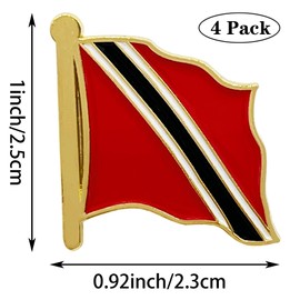 HSQCEZ 4 Pack Trinidad and Tobago Flag Lapel Pin - Trinidad and tobagoans Flags Pins Lapel Hat Backpacks Suit Decoration & Men Women Waving Patriotic Enamel Metal Badge Souvenir