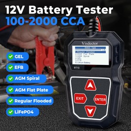 Visdector BT10 Car Battery Tester 12V 100-2000 CCA Digital Battery Load Tester, Automotive Alternator Starter Tester, Auto Battery Analyzer for Car, SUV, Light Truck, Boat
