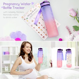 1st Trimester Pregnancy Gift Box for Expecting and First Time Moms, Gifts Basket for Pregnant Women, Pregnant Mom Box, First Trimester Pregnancy Essentials (Purple)