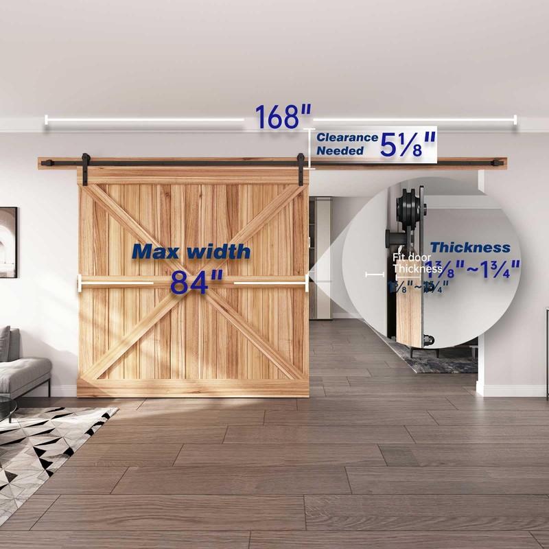 EaseLife 14 FT Heavy Duty Sliding Barn Door Hardware Track