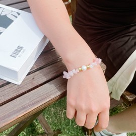 MILAKOO Chip Bracelet with Real Pearls for Women Natural Gemstone Bangle Women Crystal Bracelet, Rubber, No gemstone