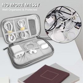 Teskyer Travel Organiser Bag, Electronics Organizer, Waterproof, Cable Organiser Bag, Travel Accessories, Travel Holiday Essentials for Men Women, 8.5 x 5 Inch, Dark Gray