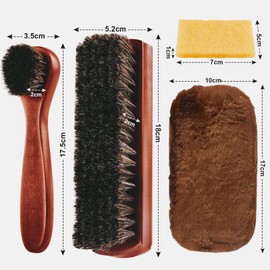 Flintronic Shoe Brush with Natural Horse Hair, Horsehair Brush, Shine Brush, Polishing Brush, Horsehair for Professional Shoe Care, Cleaning and Polishing, with Eraser & Cleaning Cloth