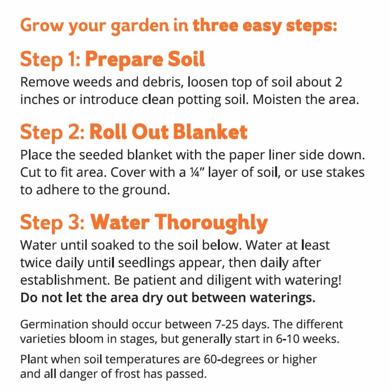 Amturf Roll & Grow Wildflower Garden Blanket, Pollinator Mix, 1'