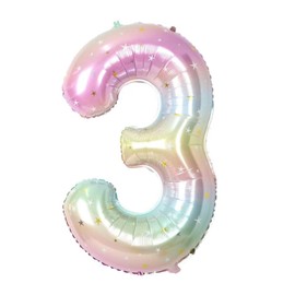 40-Inch Rainbow Number 3 Balloons & Mini Butterfly Balloons, Butterfly Birthday Decorations for Girls, 3rd Birthday Balloons, Butterfly Birthday Party Supplies. (Stars butterfly 3)