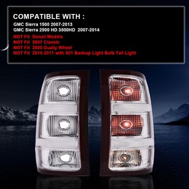 Tail Lights Assembly Rear Lamps w/Bulbs, Fit For Chevy Silverado 1500 2500 3500 2007-2014/GMC Sierra 3500 HD 2007-2009,GM2800207 GM2801207 Driver & Passenger Side