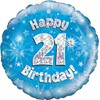 Oaktree UK Oaktree 18" Happy 21st Birthday Blue Holographic, Aluminium,