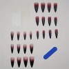24 Pcs Postizas Largas Punta Afilada Degradado Negro Y Rojo