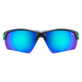 uvex Sportstyle 224 - Sports Sunglasses for Men and Women - Mirrored Lenses - Comfortable & Non-Slip - Black Matt Green/Green - One Size