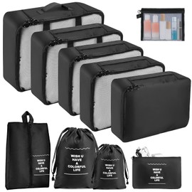 10 Piece Suitcase Organiser Set, Packing Bags for Suitcases, Packing Cubes for Suitcase, Travel Accessories, Suitcase Organiser, Clothes Bags, Packing Cubes, Cosmetic Packing Bags, Travel Organiser