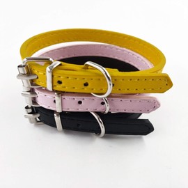 Accod 3 Pack Cat Leather Collars Metal Buckle Pet Collar Adjustable 24CM-29CM 1CM Wide Comfortable Pet Collars for Cats Small and Medium Dogs Kitten Collar (XS, Yellow)