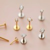 NONTAI Tiny CZ Stud Earrings, Silver 18G Flat Back Earrings,