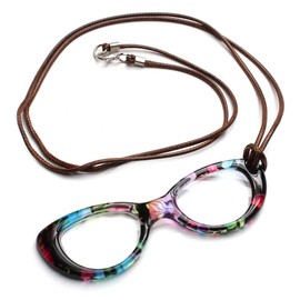 めがね型 ルーペ ペンダント +3.0(1.75倍) ピンク系柄 TPR-07-00