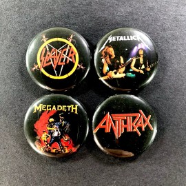 Big Four Thrash Metal 1" Refrigerator Magnet Set Slayer Metallica Megadeth