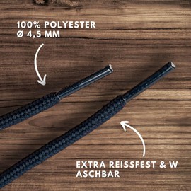 LaceHype 2 Pairs – Premium Round Shoelaces, Diameter 4.5 mm, Polyester, for Work Shoes, Boots, Outdoor Shoes and Sports Shoes, Tear-Resistant Shoe Laces, darkblue