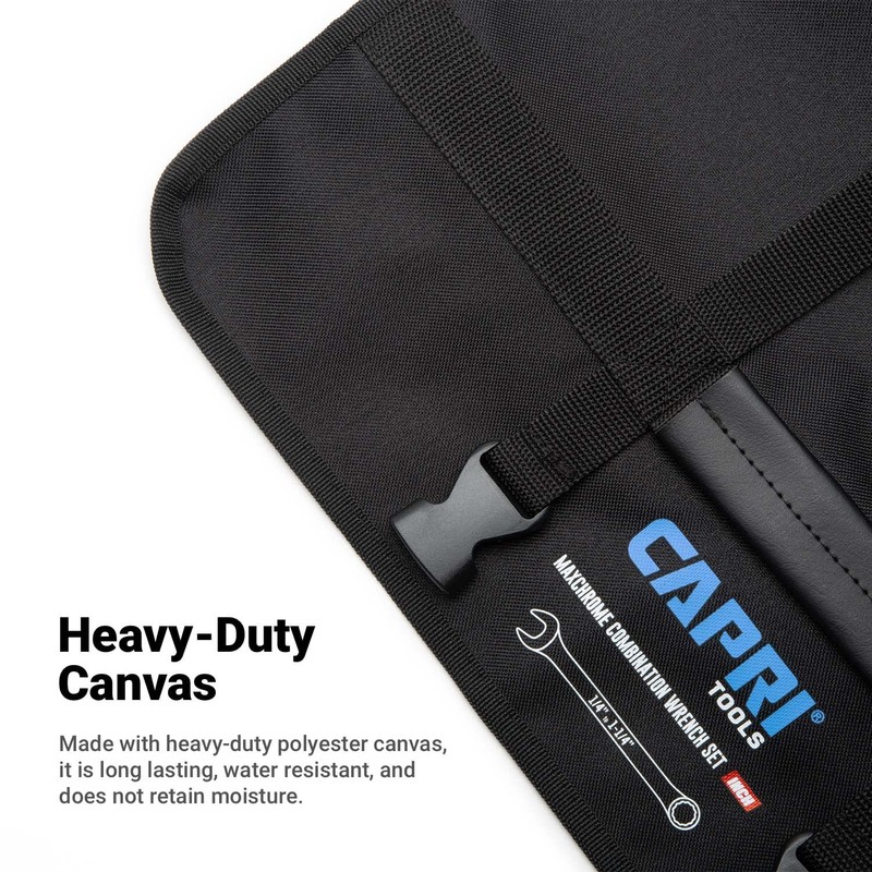 Capri Tools Wrench Roll Up Pouch, SAE, 17 Pockets, Black
