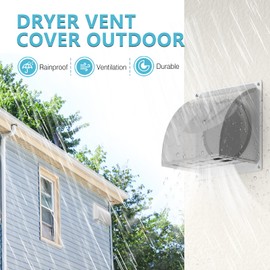 6 Inch Exhaust Vent Cover, HG Power Metal Dryer Vent Cover Outside with Removable Screen & Cushioned Non Return Flap, Air Wall Vent for House, AC, Opening Diameter: 5.7" (White)