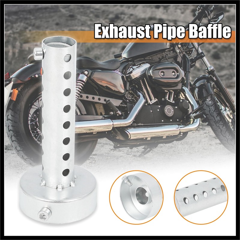 Hihaha 60mm Universal Motorcycle Exhaust Muffler Replacement Silver Tone Durable