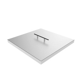 AJinTeby Fire Pit Lid Fits 24" x 24" Drop-in Fire Pit Pan, 27" x 27" Stainless Steel Fire Pit Burner Cover, Fire Pit Cover Rectangular Burner Pan