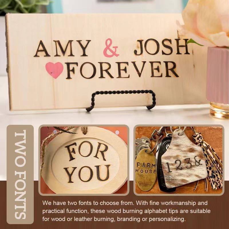 Wood Burning Letters Tips,Uppercase Alphabet HotStamps Set for Branding and
