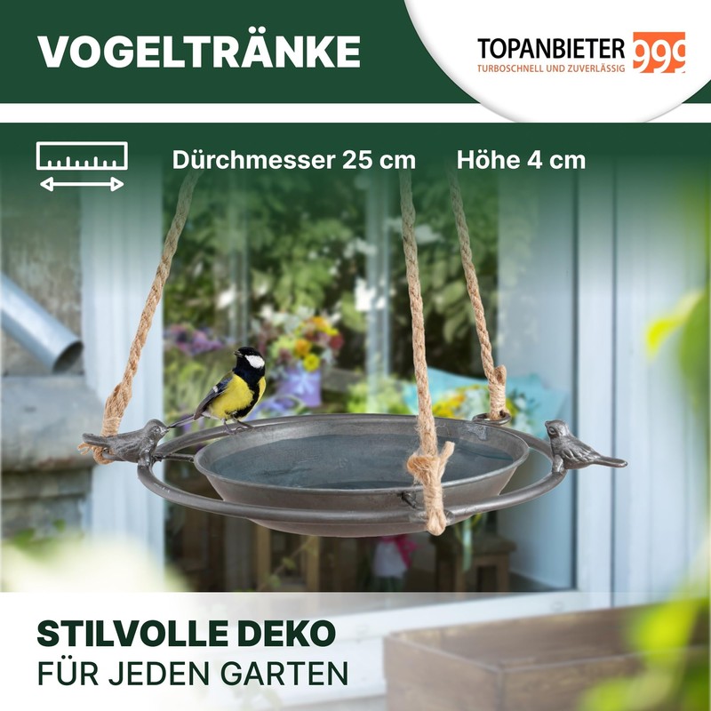 TOPANBIETER 999 Bird Bath Water Bath for Wild Birds Hanging
