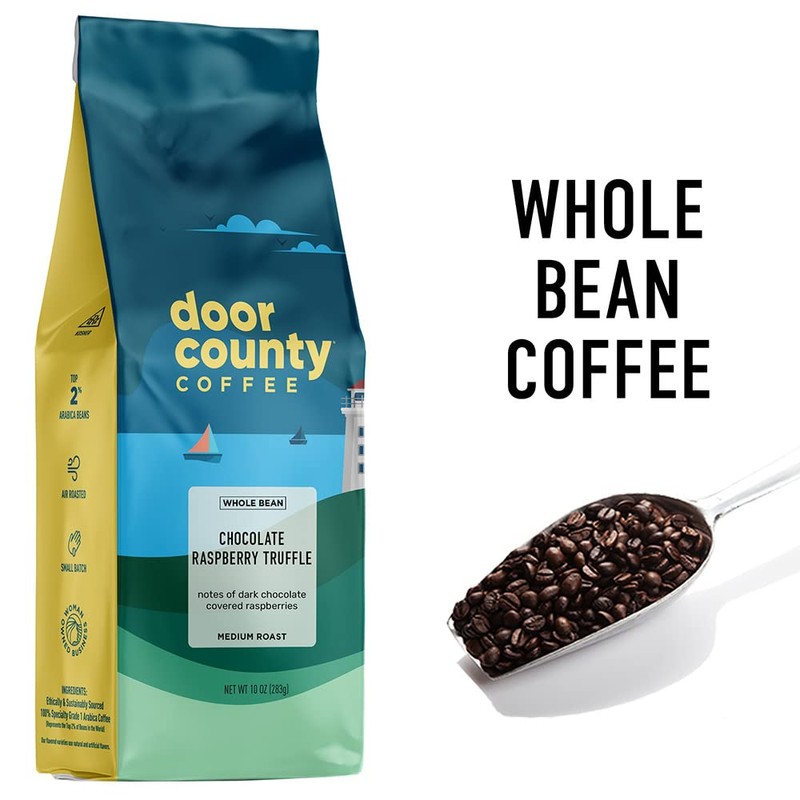 Door County Coffee Chocolate Raspberry Truffle Flavored Whole Bean |