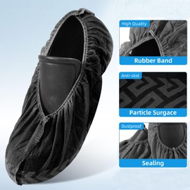RAYGARD Shoe Covers Disposable, 100 Pack of Non-Woven Shoe Covers for Indoors Reusable, Fit Up To 11 US Men and 13 US Women Size to Protect Your Home, Floors and Shoes in Black