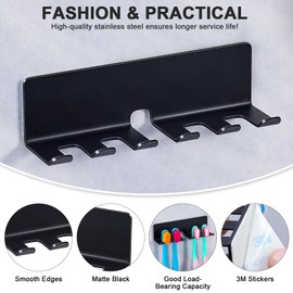 YAYINLI Electric Toothbrush Head Holder, Black Toothbrush Holders Wall Mounted, Stainless Steel Electric Toothbrushs Holder, Shower Tooth Brushing Holder, Adhesive Tooth Brush Head Holder Organiser