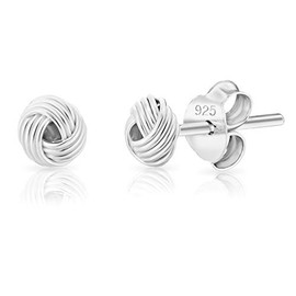 DTPsilver® Earrings 925 Sterling Silver Yellow Gold-Plated or Rose Gold Plated Celtic Knot Stud Earrings Diameter 9 mm, Sterling Silver, No Gemstone
