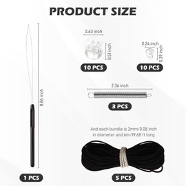 GGTE RV Pleated Shade Repair Kit with Wire Restring Tool, Camper Window Shades Blind String Repair Restringing Kit for Travel Trailer Day Night Pleated Shade-Black