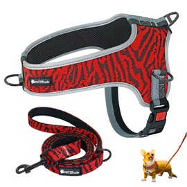 Muttitude No-Pull Training Dog Harness - Front Clip Dog Harness with Leash – Brown, Red, Orange, and Black Dog Harness for Dogs 10 to 55 Lbs (S, Red)